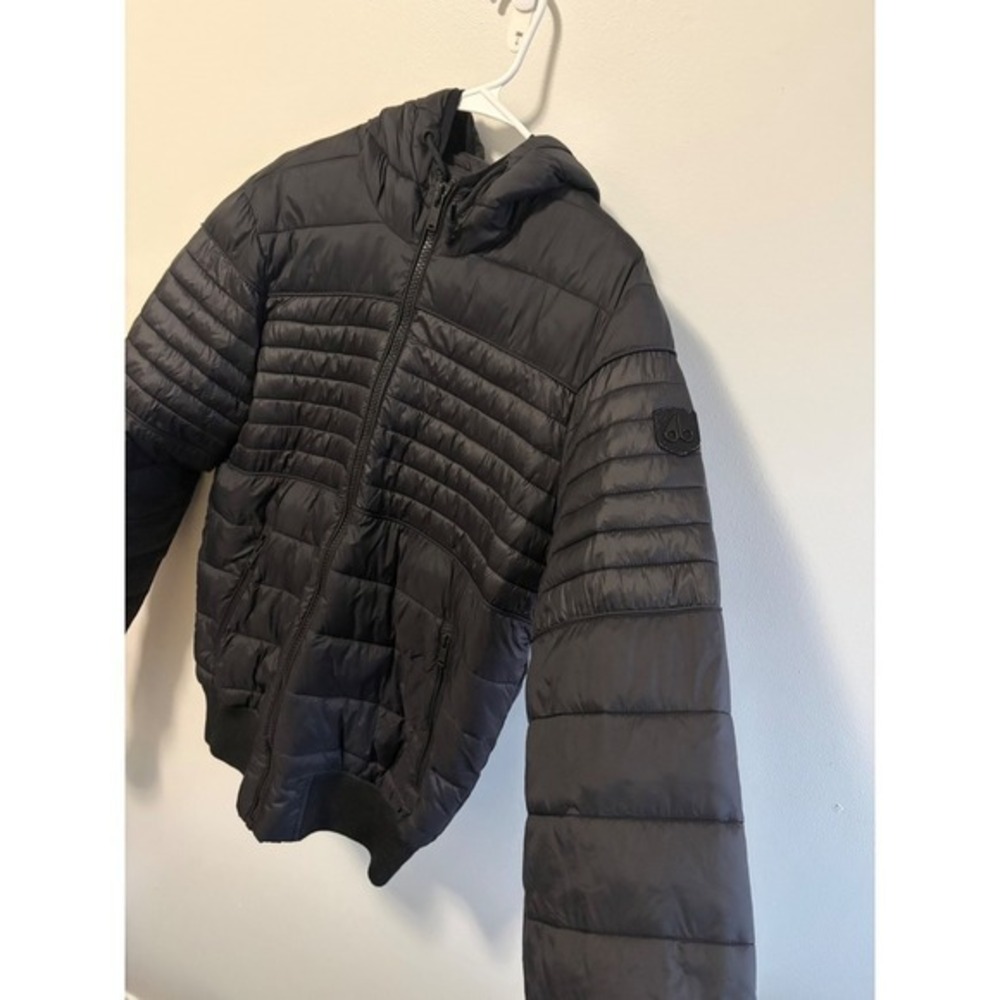 Moose Knuckles Mens Black Quilted Hooded Puffer Jacket Bomber Size Medium - Picture 6 of 6
